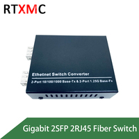 Switch Ethernet Transceiver Gigabit Fiber Optic Media Converter 2rj45 + 2sfp Port Fiber 100/1000mbps Switch Jaringan 48v 1.25G