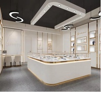 Vitrine de présentation de bijoux moderne de luxe à LED, écologique, en bois MDF et verre, pour magasin de détail, centre commercial, kiosque ou stand.