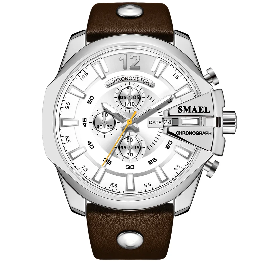 SL-9079 jam tangan kuarsa pria mewah grosir pabrik tali kulit hadiah terbaik jam tangan kustom quartz die se untuk pria