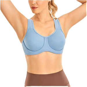 Soutien-gorge de sport sans couture à maintien élevé pour femme, vêtement de fitness sans manches, caractéristiques réglables, spandex rembourré, respirant, logo imprimé sur le devant - Product Image 1