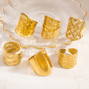 Irregular Geometric Fashion <b>Rings</b> 18k Gold Titanium Steel Unisex Party Jewelry - Product Image 1