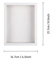 Vente en gros de panneaux modernes en MDF blanc Cadre photo en bois suspendu avec fleurs séchées 3D et verre
