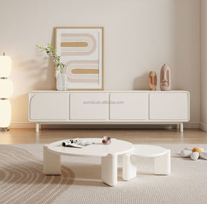 Mueble para TV AOMISI CASA, Mesa de Centro para Sala de Estar, Mesa de Centro de Madera con Gabinete, Mueble para TV y Mesa de Centro de Mármol Blanco - Product Image 6