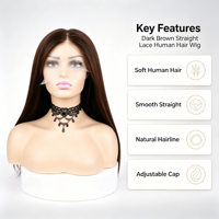Perruque en cheveux humains brésiliens vierges 100% naturels, Full Lace, HD Lace, Grade 12A, compatible queue de cheval haute, couleur naturelle