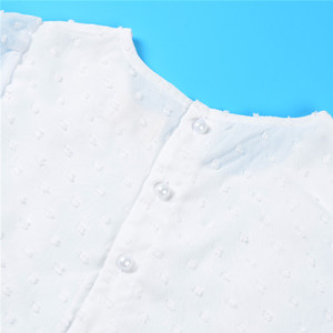 Blusas y camisas de fiesta de encaje de gasa <span class=keywords><strong>blanca</strong></span> para niñas pequeñas para primavera y verano, Diseño de manga abullonada con logotipo personalizado - Product Image 3