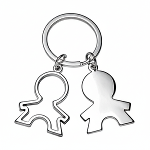 Portachiavi in metallo Two Boys, colore argento, portachiavi a forma di persona, regalo per bambini e adulti - Product Image 2