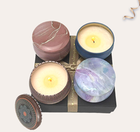 Ensemble de bougies aromatiques modernes en cire de soja 2,2 oz et 4,4 oz, fournitures DIY avec différentes saveurs, coffret cadeau Saint-Valentin en boîte métallique
