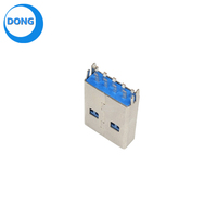 Conector USB 3,0 tipo A macho dividido macho A macho enchufe Vertical de 180 grados DIP núcleo de goma azul