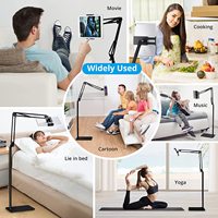 Support de montage au sol pour tablette pliable à bras Long 2023, support en alliage d'aluminium pour téléphone en direct pour 4-7 360-7.9 pouces, nouveauté 14.5