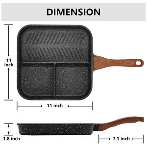 Made in China Superior Quality Cast Aluminum 3 Section Skillet <strong>Pan</strong> <strong>Grill</strong> Divided Frying <strong>Pan</strong> in Non Stick Coating - Product Image 4