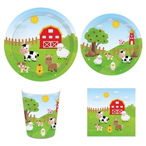 MM020 <span class=keywords><strong>granja</strong></span> tema partido vajilla conjunto animal de fiesta mesa para niños cumpleaños - Product Image 4