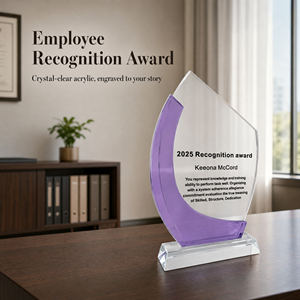 Premios Acrílicos Personalizados, Trofeo de Reconocimiento de Cristal Morado con Base Transparente, Placa de Presentación de Reconocimiento Corporativo para Empleados - Product Image 2