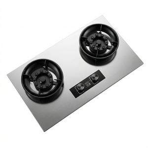 Cuisinière à <span class=keywords><strong>gaz</strong></span> double brûleur encastrable en acier inoxydable avec allumage électronique et protection anti-extinction, usage domestique, puissance 4200W - Product Image 2