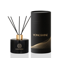 Vide 200ml Rond Plat Forme Noir Diffuseur Conteneurs Reed Diffuseur Parfum Bouteille En Verre