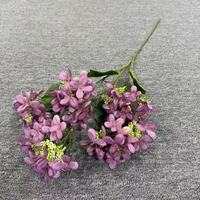 Buket Bunga Hydrangea Buatan dari Sutra, 5 Cabang, Batang Tebal, Kepala Bunga Hydrangea Banyak, untuk Dekorasi Meja Pesta di Rumah