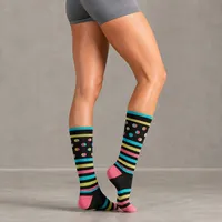 Chaussettes de compression montantes colorées à pois et rayures, soutien du mollet dégradé, pour le sport