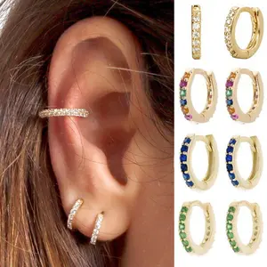 Simple Lovely Girl's Huggies Small Hoops Earrings Skinny Rainbow Boho Classic Minimal Charming Earrings Stud Thin Hoops N206047