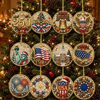 12 kits d'art de peinture diamant DIY avec perles pour décorations de Noël, style pendentif à suspendre pour adultes - Décorations de Noël en PVC