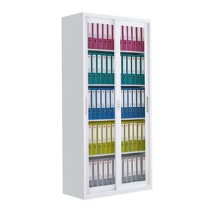 Armoire de classement en acier avec porte coulissante verrouillable, design moderne et étagères réglables pour bureau à domicile et appartement - Product Image 3