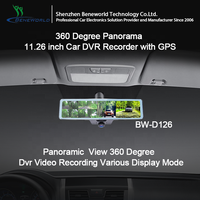 360 degrés Panorama 11.26 pouces voiture Dvr enregistreur 3 caméras rétroviseur caméra de tableau de bord Gps g-sensor 360 tableau de bord voiture boîte noire