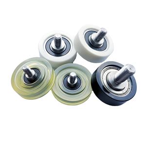 <span class=keywords><strong>Poulie</strong></span> en polyuréthane avec tige d'axe, roulement à billes à filetage externe silencieux recouvert de caoutchouc, petit rouleau en PU, avec vis M4, M5, M6 - Product Image 3