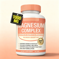 Complexe de magnésium pour le soutien des os et des muscles, 1000 mg, complément alimentaire pour des fonctions corporelles saines, vente en gros, 90 capsules, mélange