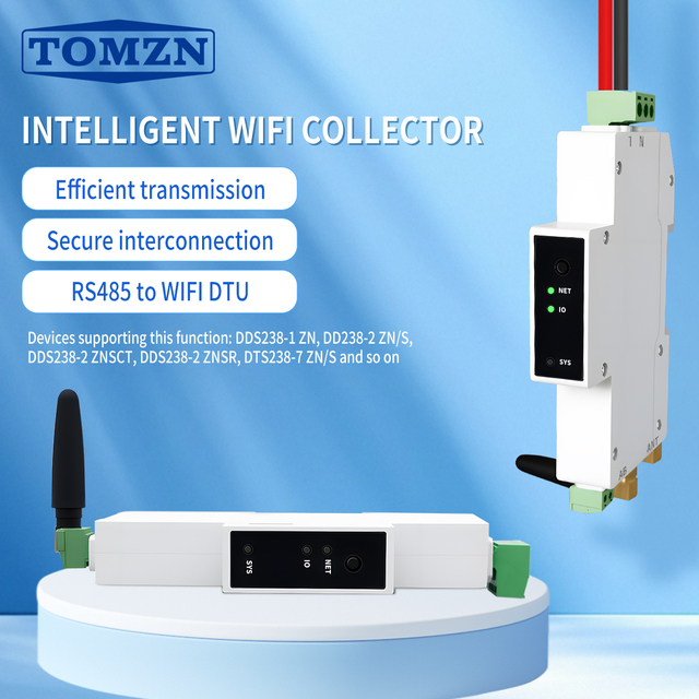 TOMZN Din Rail WIFI Collector 25PCS RS485 to WIFI DTU TUYA Smartlife Timer Modbus Remote Control Bidirectional kwh 110V 220V