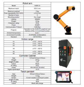 Brazo robótico colaborativo de 6 ejes bibo AUBO i5 con capacidad de carga de 5 kg y ropa robótica CNGBS para aplicaciones de automatización, recolección y manipulación. - Product Image 3