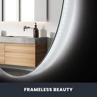 Top Vente Poli Bord Led Lumière Cosmétique Salle De Bains Miroir Mur Rond Smart Toilette Miroir Bain Led Miroir pour Hôtel