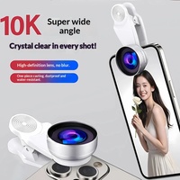 Objectif universel 10K pour téléphone : Grand angle, beauté, selfie HD clair, anti-poussière, résistant à l'eau, pour diffusion en direct mobile et prise de vue spéciale
