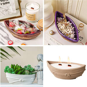 Grand moule irrégulier en silicone en forme de voilier en forme de <span class=keywords><strong>corde</strong></span> torsadée 3D facile à utiliser pour le bricolage, vase à fleurs en résine de ciment - Product Image 5