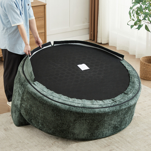 Vacuum Heat-Sealed Pack Circular Dual Dark Teal Thick Chenille Upholstered <b>Inflatable</b> Sectional Pillow Back Armless Eco-Friendly - Product Image 6