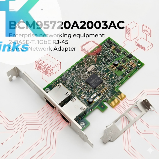 BCM95720A2003AC for Broadcom 2-BASE-T RJ-45 PCIe 2.0 X1 Ethernet Adapter BCM5720 Server Use Network Interface Card