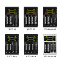 Chargeur de batterie Ni-Mh intelligent à 4 emplacements pour batterie rechargeable 1.2V AA Ni-MH avec sortie USB et affichage LED