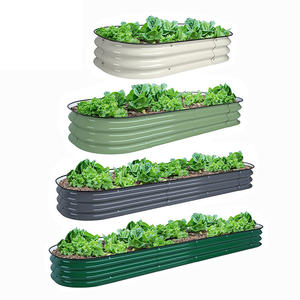 17 \ "高い楕円形の上げた庭のベッド2-in-1亜鉛メッキ金属プランターボックス家庭用屋外野菜 & ハーブ/花ドロップシッピング - Product Image 4