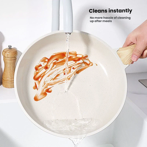 Bán buôn 20/24/26/28cm phong cách Hàn Quốc không dính Frying Pan với lớp phủ gốm và nắp. - Product Image 4