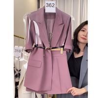 Costume deux pièces décontracté haut de gamme pour femme, style été 2025, veste et short, vente en gros personnalisée