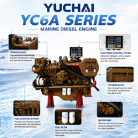 Moteur diesel marin Yuchai YC6A190C 140 kW 190 CV 1800 tr/min 6 cylindres refroidi par eau pour bateau de pêche commercial