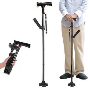 Bastón plegable <span class=keywords><strong>para</strong></span> caminar <span class=keywords><strong>para</strong></span> personas mayores, bastón ligero con luz y alarma de SOS, nuevo - Product Image 1