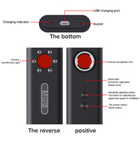 Detector de Cámaras Ocultas Portátil T1, Detector de Micrófonos Espía, con Wi-Fi, Control Remoto por Aplicación, Alarma Estroboscópica