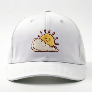 Gorra de béisbol bordada con la frase “Good Weather, Good Mood”, gorra de seis paneles con hebilla metálica ajustable, gorra unisex de algodón suave - Product Image 2