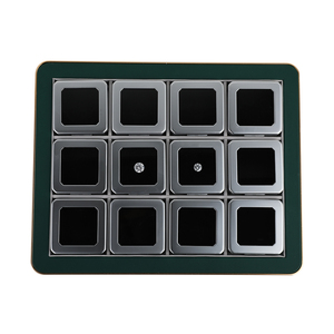 Juego de bandejas de piedras preciosas profesionales de 12 compartimentos Marco dorado con cajas de plata negra/brillante para joyeros y coleccionistas - Product Image 6