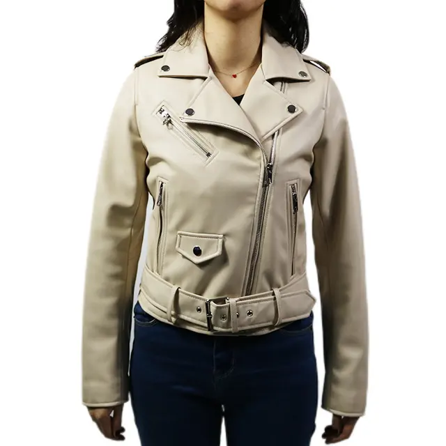 High Quality Motorcycle New Pu Women's Short Slim Leather Jacket