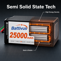 Batterie de drone semi-solide fiable -20°C pour démarrage à froid, 25Ah 53.4V 14S, pour missions hivernales, VTOL, cartographie, pulvérisateurs agricoles