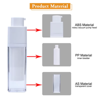 Flacon pompe airless double carré rotatif vide rechargeable de 15 ml, 30 ml, 50 ml