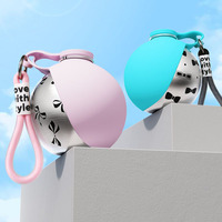 Bouteille d'eau pliable pour animaux de compagnie, portable, en silicone, avec crochet en acier inoxydable 304, sphérique, rechargeable, pour les voyages en plein air