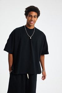 T-shirt ample et court pour homme avec logo personnalisé, 275 g/m², 100 % coton, col rond uni, impression DTG, t-shirt décontracté basique - Product Image 3