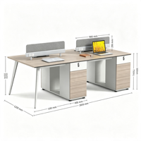 Poste de travail modulaire moderne pour employés de bureau, bureau d'ordinateur en bois avec armoire latérale