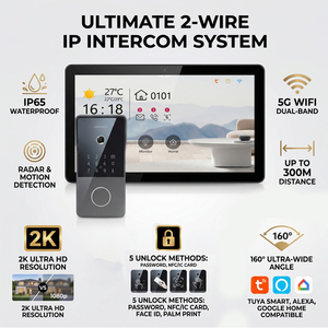 Sistema de Intercomunicación con Videoportero IP de <span class=keywords><strong>2</strong></span> Cables de Aluminio Hiwink, 300M de Largo Alcance, Cámara 2K, Reconocimiento Facial, Control de Acceso - Product Image 1