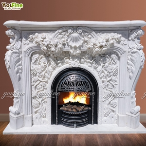 Cheminée en marbre de <span class=keywords><strong>pierre</strong></span> naturelle <span class=keywords><strong>blanche</strong></span> européenne de taille standard pour la maison - Product Image 5